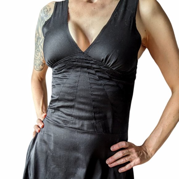 Folter Black Widow Spider Spiderweb Dress Halloween Retro Goth RARE - Picture 8 of 15